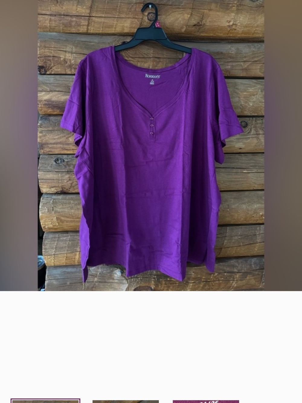 #693-Roman's Purple Short Sleeve V-Neck Top